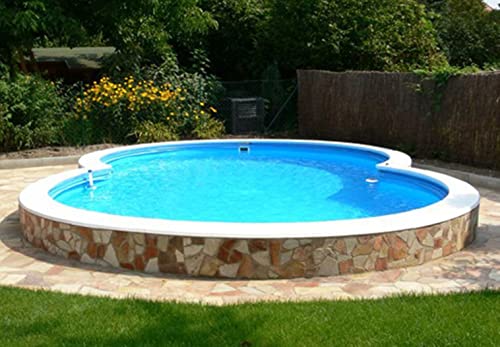 Poolprofi Stahlwandbeckenset Cannes achtform 3,60m x 6,25m x 1,50m Tiefbeckenset Folie 0,6mm blau