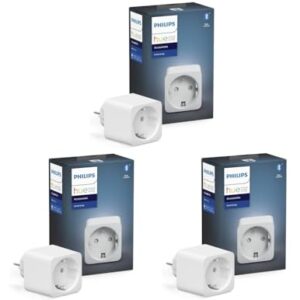 Philips Hue 3er Pack Smart Plug weiß, smarte Steckdose, kompatibel mit Amazon Alexa (Echo, Echo Dot), 8,4 x 5,1 x 5,1 cm