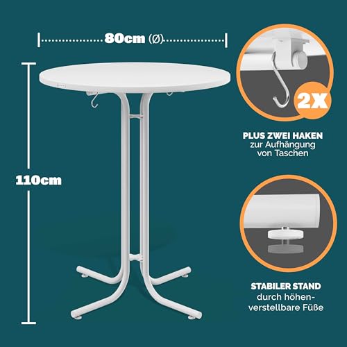 Casaria® Stehtisch mit Husse 80 cm Klappbar Grau Rund Holz Metall Pulverbeschichtet Wetterfest Hoch Set Hochzeit Bistrotisch Bartisch Garten Tisch – Bild 3