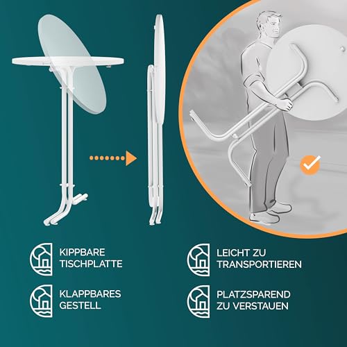 Casaria® Stehtisch mit Husse 80 cm Klappbar Grau Rund Holz Metall Pulverbeschichtet Wetterfest Hoch Set Hochzeit Bistrotisch Bartisch Garten Tisch – Bild 5