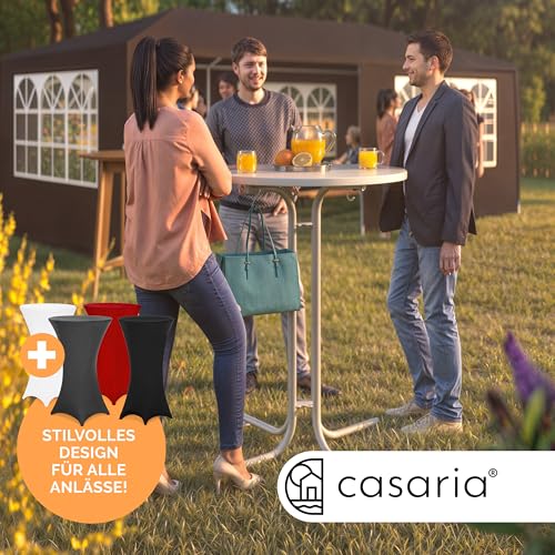 Casaria® Stehtisch mit Husse 80 cm Klappbar Grau Rund Holz Metall Pulverbeschichtet Wetterfest Hoch Set Hochzeit Bistrotisch Bartisch Garten Tisch – Bild 6