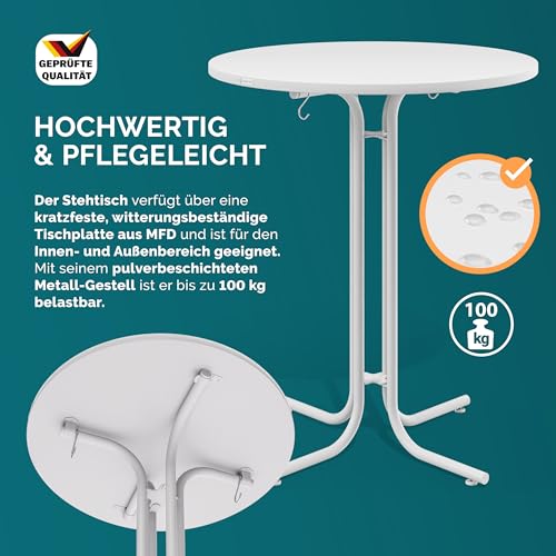 Casaria® Stehtisch mit Husse 80 cm Klappbar Grau Rund Holz Metall Pulverbeschichtet Wetterfest Hoch Set Hochzeit Bistrotisch Bartisch Garten Tisch – Bild 7