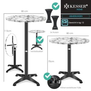 Alternative view of KESSER® 2in1 Stehtisch klappbar Bistrotisch 2er Set | Aluminium Edelstahlplatte | höhenverstellbar 70cm / 115cm | Partytisch Tisch Ø 80cm | In- & Outdoor Empfangstisch | Klapptisch mit Husse Marmor