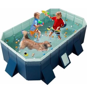 ZXINXIN Hundepool für Große & Kleine Hunde, Faltbarer Hunde Planschbecken Hundebadewanne Stabiler Swimmingpool Haustier Kind Schwimmbecken rutschfest Tragbar Blau 260cm