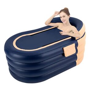 Aufblasbare Badewanne Erwachsene 4 Kammern Design, Faltbare Spa-Badewanne PVC Aufblasbarer Pool Rechteckig mit Nackenkissen Tragbare Warm Badewanne für Camping Reisen Spa