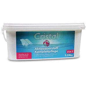 Cristal Pool Aktivsauerstoff 5 in 1 - Chlorfreie Desinfektion Algenverhütung Härtestabilisierung und Klareffekt - Komplettpflege - Granulat 4,48 kg