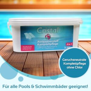Alternative view of Cristal Pool Aktivsauerstoff 5 in 1 - Chlorfreie Desinfektion Algenverhütung Härtestabilisierung und Klareffekt - Komplettpflege - Granulat 4,48 kg