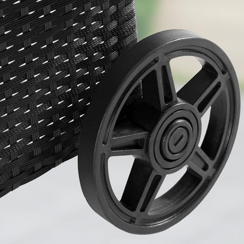 Casaria® Sonnenliege 2er Set mit Rollen 7cm Auflage Extra Breit 90cm Gartenliege Wetterfest 165kg Belastbar Terrasse Balkonmöbel Liegestuhl Schwarz Creme – Bild 5