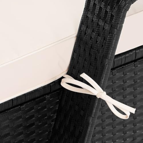 Casaria® Sonnenliege 2er Set mit Rollen 7cm Auflage Extra Breit 90cm Gartenliege Wetterfest 165kg Belastbar Terrasse Balkonmöbel Liegestuhl Schwarz Creme – Bild 7