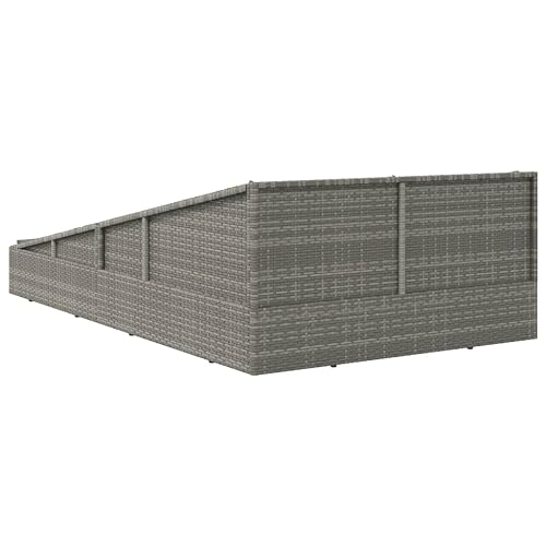 vidaXL Gartenbett für 2 Personen Sonnenliege Doppelliege Gartenliege Relaxliege Liege Gartenmöbel Rattanmöbel Grau 110x200cm Poly Rattan – Bild 5