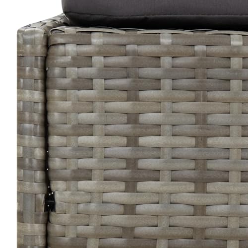vidaXL Gartenbett für 2 Personen Sonnenliege Doppelliege Gartenliege Relaxliege Liege Gartenmöbel Rattanmöbel Grau 110x200cm Poly Rattan – Bild 7