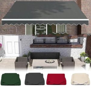 Wasserdichter Markisenstoff-Ersatz, 7 x 2 m, graues Ripstop-Material, rahmenlose Überdachung für Terrasse und Tür, Schattenlösung für den Außenbereich