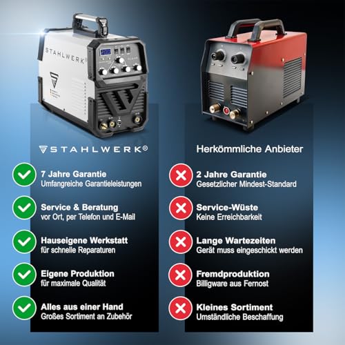 STAHLWERK Schweißgerät 2 in 1 Kombi AC/DC WIG 200 ST - Vollausstattung - WIG & MMA schweißen ist bis 200 A möglich, IGBT-Inverter, HF-Zündung, Smartkühlung, ideal für Aluminium & Stahl – Bild 10