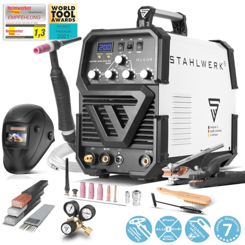 STAHLWERK Schweißgerät 2 in 1 Kombi AC/DC WIG 200 ST - Vollausstattung - WIG & MMA schweißen ist bis 200 A möglich, IGBT-Inverter, HF-Zündung, Smartkühlung, ideal für Aluminium & Stahl – Bild 2