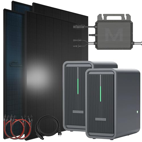 SUNNIVA® 1840W Balkonkraftwerk mit 4.48 kWh Speicher Marstek 2x B2500-D, BIFAZIAL FULLBLACK komplett Steckdose, PV Solaranlage Komplettset mit Solarspeicher, 4x 460W N-Type Glas-Glas Bifacial Module