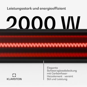 Alternative view of Klarstein Infrarot Wandheizung 2000W – Wandmontage, IP65, 9 Stufen, App & Fernbedienung, Timer, Aluminium, Elektroheizung für 15 m², WLAN, leise, elektrische Wandheizung