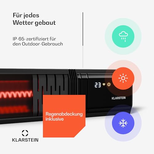 Klarstein Infrarot Wandheizung 2000W – Wandmontage, IP65, 9 Stufen, App & Fernbedienung, Timer, Aluminium, Elektroheizung für 15 m², WLAN, leise, elektrische Wandheizung – Bild 5