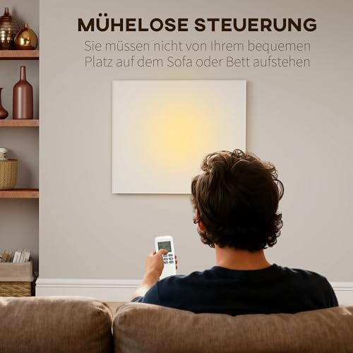 HOMCOM Infrarotheizung 400W mit einstellbarer Thermostat Wandmontage 2-4 Min auf Betriebstemperatur Heizkörper Elektroheizung mit Wochentimer, Überhitzungsschutz, Kindersicherung Weiß – Bild 4