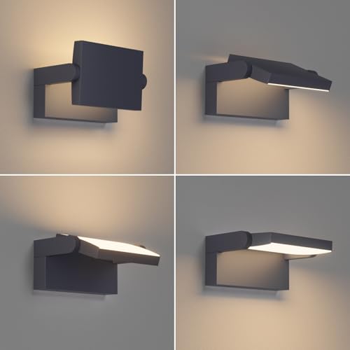 Klighten 4 Stück 24W Außenwandleuchte Außenlampe, Wasserdicht IP65 Wandleuchte Außen Innen Wandlampe mit Schwenkbar LED Panel für Garten Eingang, Anthrazit, 1500 Lumen, Warmweiß 3000K – Bild 2