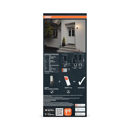 OSRAM SMART Außenwandleuchte mit steuerbarer HD-Kamera, Bewegungsmelder und WiFi-Steuerung, IP44-Schutz, für Eingang und Terrasse, Dark Gray – Bild 6