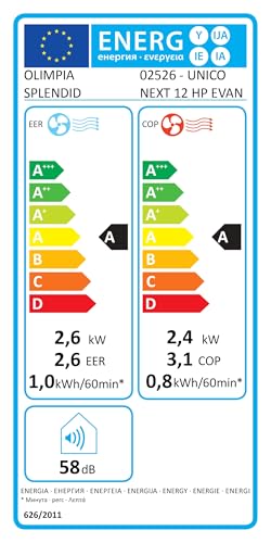 Climatizador Olimpia Splendid Unico Next 12 HP EVAN 2600W Frío 2400W Calor Filtro Carbono Blanco – Bild 13