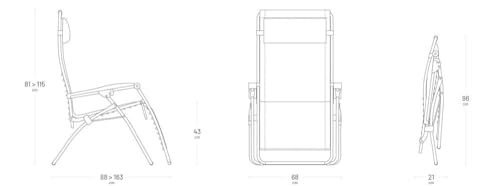Lafuma Mobilier Verstellbarer RSXA Clip Zero Gravity Relaxsessel, mit Stahlrohr, Standard, Air Comfort Gartenliegestuhl, ideal für die Terrasse oder das Schwimmbad – Acier – Bild 2