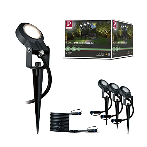 Paulmann 93689 Plug & Shine LED Außenleuchte Sting incl. 3x6 Watt dimmbar Gartenspieß Anthrazit Gartenleuchte Alu Außenbereich 3000 K