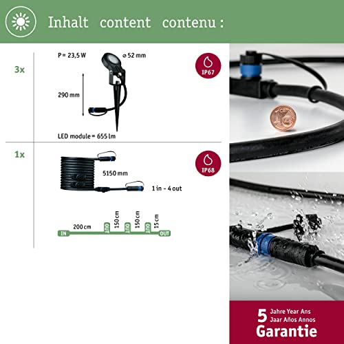 Paulmann 93689 Plug & Shine LED Außenleuchte Sting incl. 3x6 Watt dimmbar Gartenspieß Anthrazit Gartenleuchte Alu Außenbereich 3000 K – Bild 4