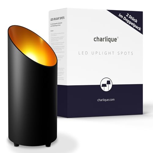 charlique® LED Uplight Spot (2 Stück) schwarz, 6W, Bodenstrahler, LED Bodenleuchte für indirekte Beleuchtung, Bodenlampe innen mit GU10 Lampe 230V, warmes Licht mit 2700 Kelvin – Bild 10