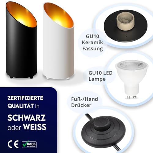 charlique® LED Uplight Spot (2 Stück) schwarz, 6W, Bodenstrahler, LED Bodenleuchte für indirekte Beleuchtung, Bodenlampe innen mit GU10 Lampe 230V, warmes Licht mit 2700 Kelvin – Bild 8
