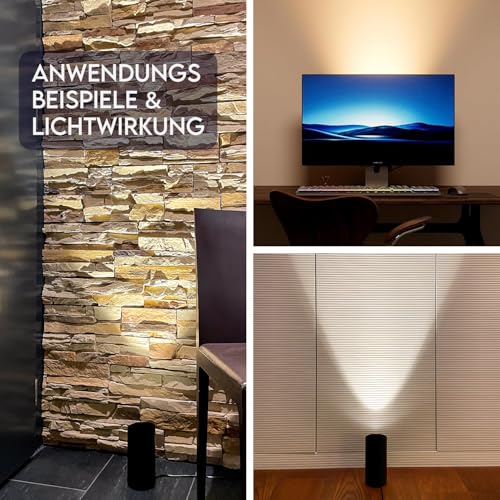 charlique® LED Uplight Spot (2 Stück) schwarz, 6W, Bodenstrahler, LED Bodenleuchte für indirekte Beleuchtung, Bodenlampe innen mit GU10 Lampe 230V, warmes Licht mit 2700 Kelvin – Bild 9