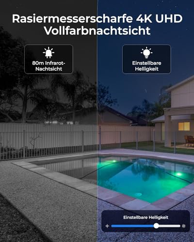 Reolink Smart 4K/8MP UHD PTZ Dome Überwachungskamera Aussen mit revolutionären 16X optischem 3D-Zoom, Farbnachtsicht, Personen-/Fahrzeug-/Tiererkennung, Zwei-Wege-Audio, 24/7 Aufzeichnung, RLC-823S2 – Bild 2