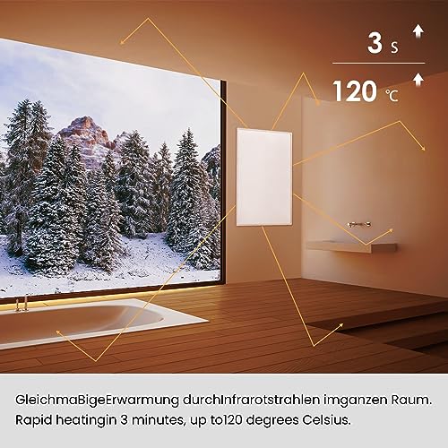 Hocosyme Infrarotheizung Bild 800W, 1-3 Min auf Betriebstemperatur bis 120 Grad - Geeignet für Schlafzimmer, Büro, Küche, Badezimmer - mit Touch-Thermostat - Seebrücke – Bild 3