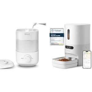 LEVOIT 2,5L Mini Luftbefeuchter bis 25H, 26dB leise Top-Fill Humidifier für Baby Pflanzen Pawsync Futterautomat Katze & kleiner Hund mit App-Fernfütterung, individuelle Fütterungspläne