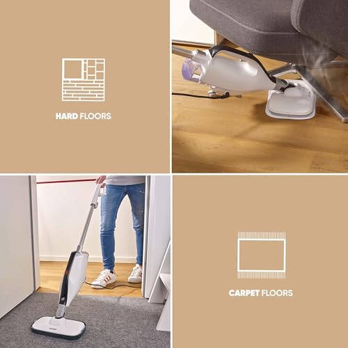 SEVERIN 2-in-1 Dampfreiniger mit Mehrzweck-Funktion & praktischem Kombi-Zubehör, für alle Hartböden und Teppiche, entfernt 99,9% Bakterien, nur 15 Sekunden Aufheizzeit, 9m Kabel, weiß/schwarz, SC 7145 – Bild 4