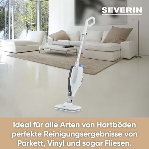 SEVERIN 2-in-1 Dampfreiniger mit Mehrzweck-Funktion & praktischem Kombi-Zubehör, für alle Hartböden und Teppiche, entfernt 99,9% Bakterien, nur 15 Sekunden Aufheizzeit, 9m Kabel, weiß/schwarz, SC 7145 – Bild 7