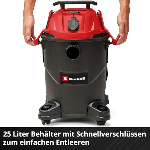 Einhell Nass-Trockensauger TC-VC 1825 A (1.250 Watt, 180 mbar Saugleistung, Automatiksteckdose, 25 L Auffangbehälter, Tragegriff, inkl. Düsen, Filter und Schmutzfangsack) – Bild 8
