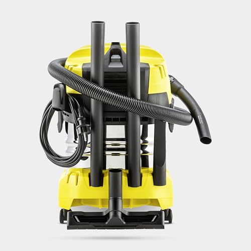 Kärcher WD 4 S V-20/5/22 Nass-& Trockensauger, 20 l Edelstahlbehälter, 1000 W, 5 m Kabel, 2,2 m Saugschlauch, Clips-Bodendüse, „Pull & Push“-Verschlusssystem, Gelb – Bild 4