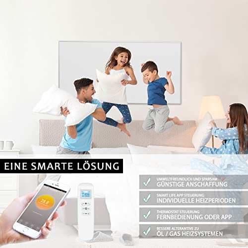 Infrarotheizung mit Thermostat | Fernbedienung und App Steuerung | BLANK 450W (70,5 x 60,5cm) | Infrarotheizkörper Elektroheizung Wandheizung Heizkörper elektrische Heizung Infrarot Heizpaneel – Bild 2