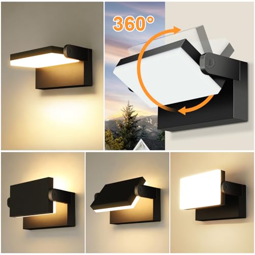 ledmo 4 Pack 60W LED Wandleuchte Aussen/Innen 5000 Lumen Modern Wandlampe Außen Warmweiß 3000K Außenwandleuchte mit 360° Schwenkbar LED Panel Außenlampe Wasserdicht IP65 für Terrasse Eingang Garten – Bild 2