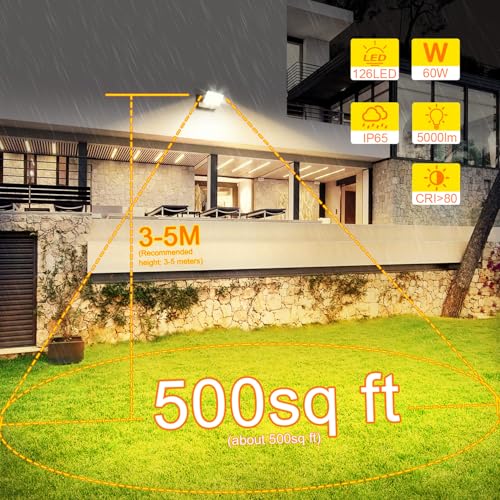 ledmo 4 Pack 60W LED Wandleuchte Aussen/Innen 5000 Lumen Modern Wandlampe Außen Warmweiß 3000K Außenwandleuchte mit 360° Schwenkbar LED Panel Außenlampe Wasserdicht IP65 für Terrasse Eingang Garten – Bild 3