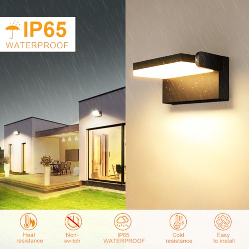 ledmo 4 Pack 60W LED Wandleuchte Aussen/Innen 5000 Lumen Modern Wandlampe Außen Warmweiß 3000K Außenwandleuchte mit 360° Schwenkbar LED Panel Außenlampe Wasserdicht IP65 für Terrasse Eingang Garten – Bild 4