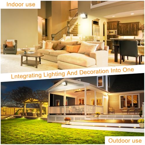 ledmo 4 Pack 60W LED Wandleuchte Aussen/Innen 5000 Lumen Modern Wandlampe Außen Warmweiß 3000K Außenwandleuchte mit 360° Schwenkbar LED Panel Außenlampe Wasserdicht IP65 für Terrasse Eingang Garten – Bild 6