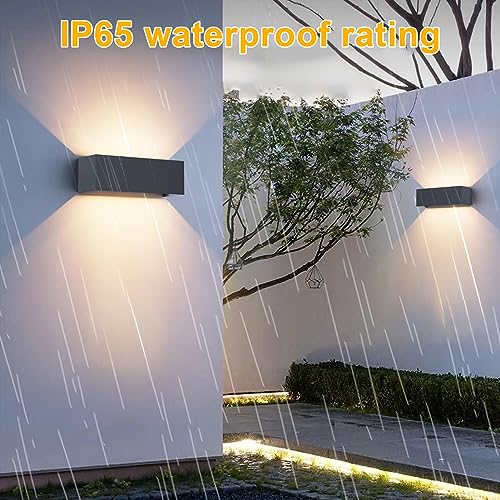 Klighten 30W Außenlampe Außenwandleuchte Anthrazit, 2PCS Aussenleuchte Aussenlampe Wand UP Down, IP65, Wandleuchten Innen/Außen Mit Einstellbar Abstrahlwinkel,für Wohnzimmer Garten, Warmweiß 3000K – Bild 4