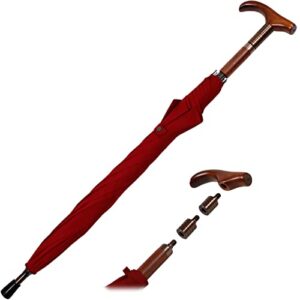 iX-brella Stützschirm höhenverstellbar mit Holzgriff - dunkelrot