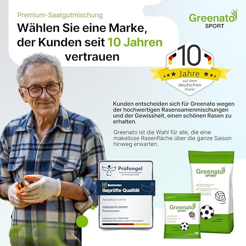 Spiel und Sport Rasensamen Greenato Sport 30kg - Grassamen ideal für Mähroboter Rasensamen schnellkeimend für Neuansaat und Nachsaat extra robust Moos und Unkrautvernichter Rasen - reicht für 1200 m² – Bild 7