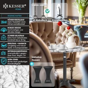 Alternative view of KESSER® 2in1 Stehtisch klappbar Bistrotisch 2er Set | Aluminium Edelstahlplatte | höhenverstellbar 70cm / 115cm | Partytisch Tisch Ø 60cm | In- & Outdoor Empfangstisch | Klapptisch mit Husse Marmor