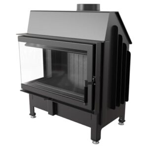 KRATKI Kamineinsatz ZIBI Links 11 kW Kaminkassette - Holzkamin - 2.BImSchV 15a B-Vg - Lufteinlass 125mm - Schwarzfarbe Kaminverkleidung - Hersteller KRATKI