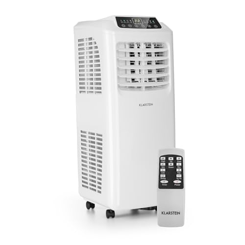 Klarstein Mobile Klimaanlage mit Abluftschlauch, 3-in-1 Klimagerät mit Ventilator & Luftentfeuchter, Kleine & Portable für Wohnung & Büro, Nachtmodus, 7000 BTU AC mit Niedrigem Verbrauch