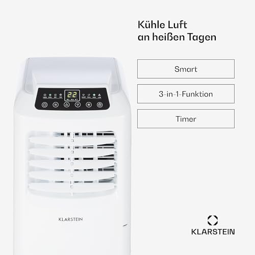 Klarstein Mobile Klimaanlage mit Abluftschlauch, 3-in-1 Klimagerät mit Ventilator & Luftentfeuchter, Kleine & Portable für Wohnung & Büro, Nachtmodus, 7000 BTU AC mit Niedrigem Verbrauch – Bild 2